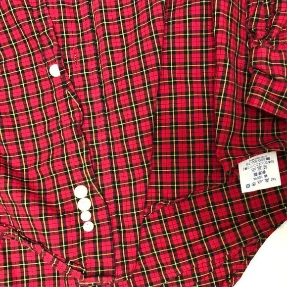 Lands' End Red Black Plaid Button Down - Picture 3 of 4